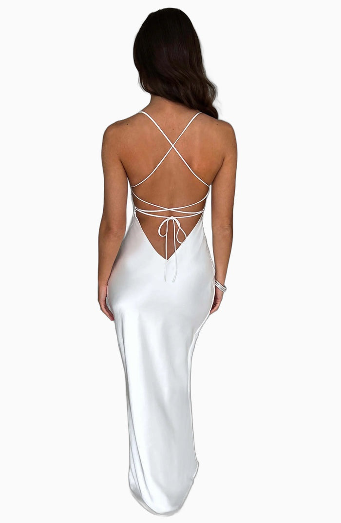 Robe Longue pour Femme en Satin Élégant, Polyester Doux, Parfaite