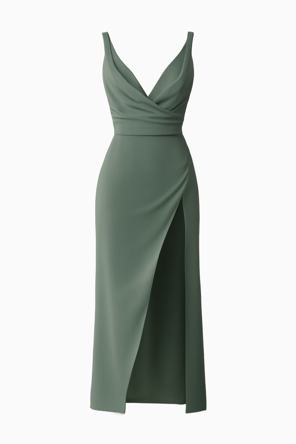 Robe Midi Drapée Femme avec Fente Latérale Élégante - Parfait pour les Cérémonies