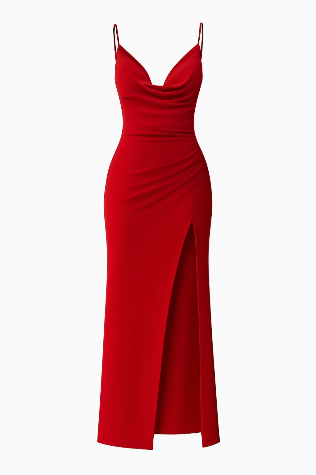 Robe Midi Drapée Femme avec Fente Latérale Élégante - Parfait pour les Cérémonies