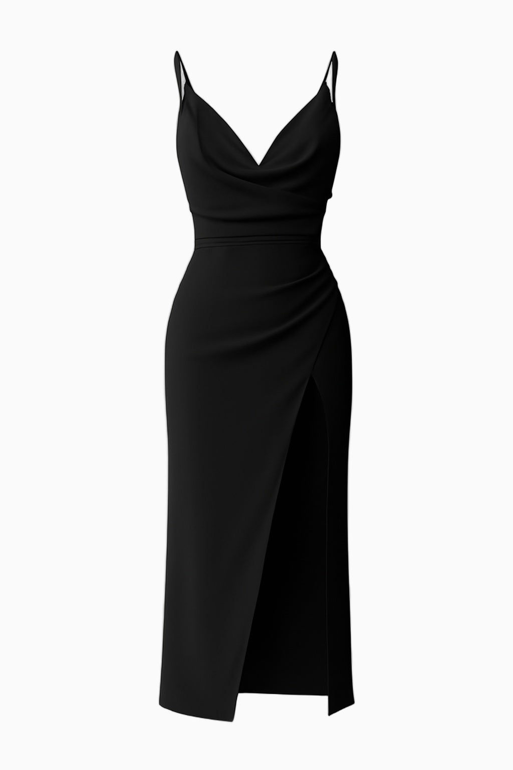 Robe Midi Drapée Femme avec Fente Latérale Élégante - Parfait pour les Cérémonies