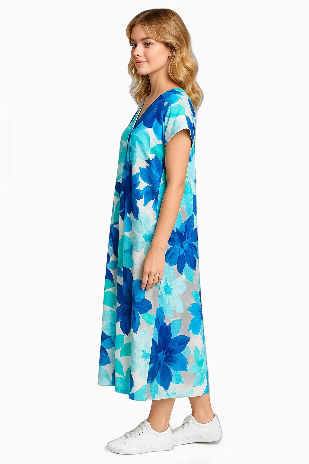 Robe Midi Fleurie Élégante Femme pour Cérémonie, Fête, Cocktail - Tissu Léger, Diverses Tailles