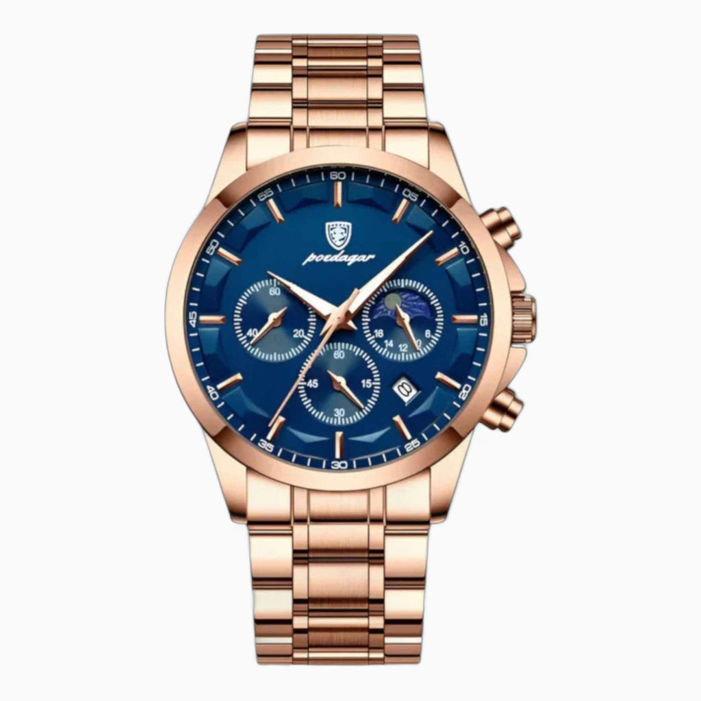Montre Homme Luxe Quartz Noire, Bracelet Cuir Véritable Fin & Élégant - Qualité Premium