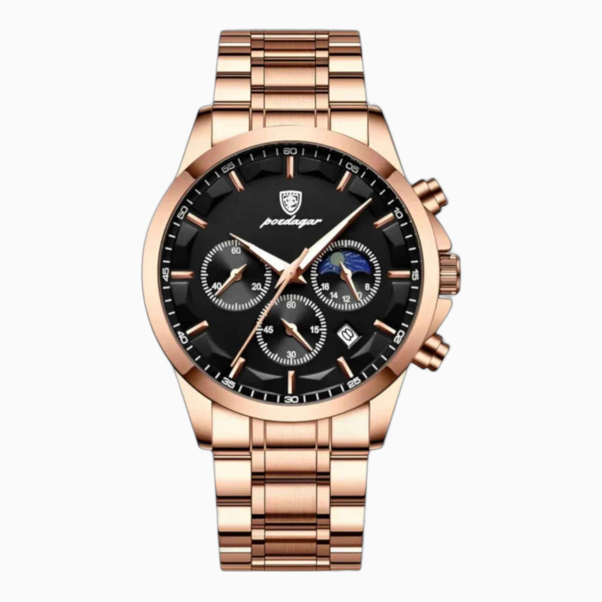 Montre Homme Luxe Quartz Noire, Bracelet Cuir Véritable Fin & Élégant - Qualité Premium