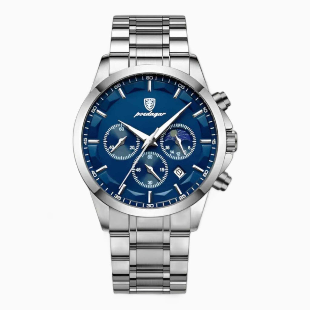 Montre Homme Luxe Quartz Noire, Bracelet Cuir Véritable Fin & Élégant - Qualité Premium