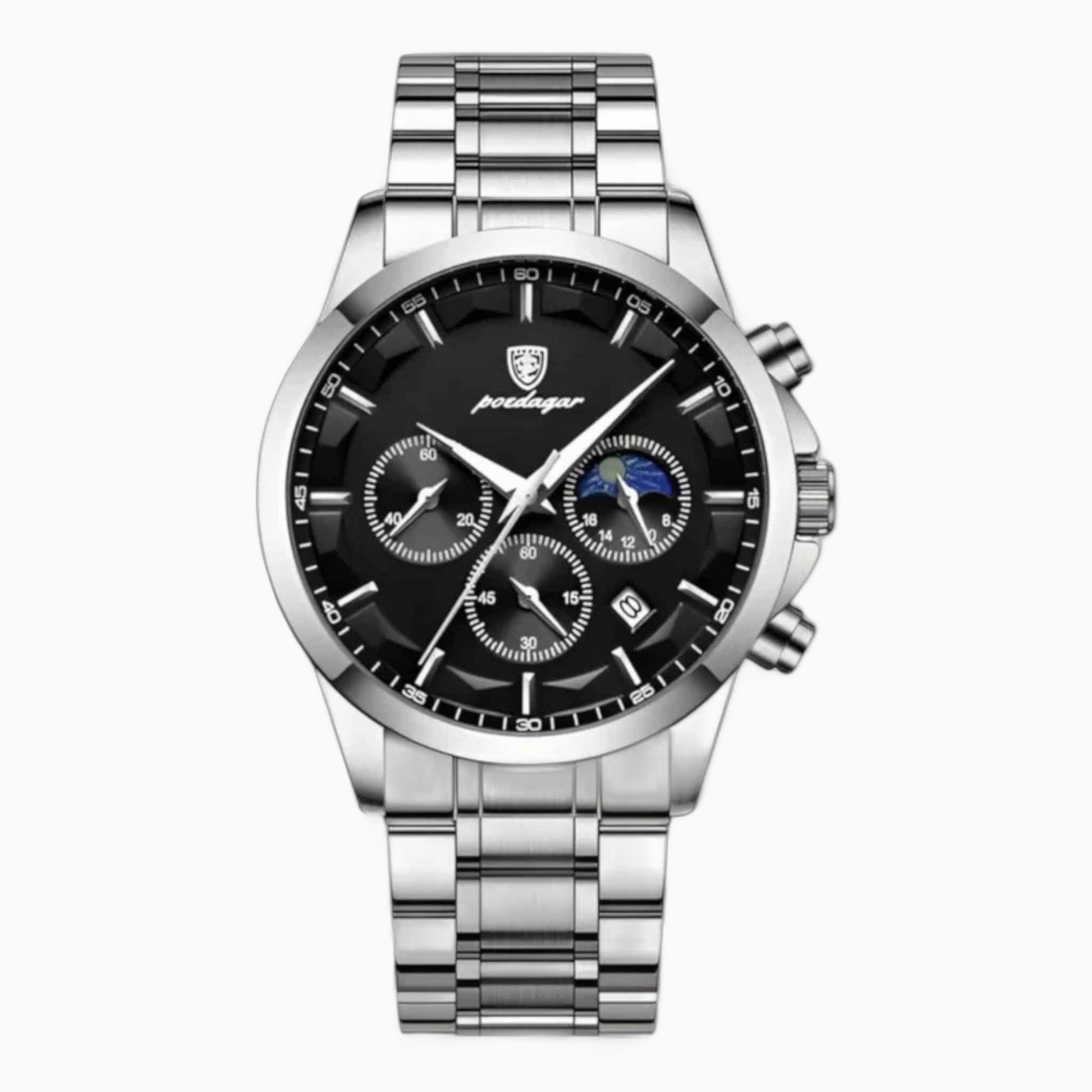 Montre Homme Luxe Quartz Noire, Bracelet Cuir Véritable Fin & Élégant - Qualité Premium
