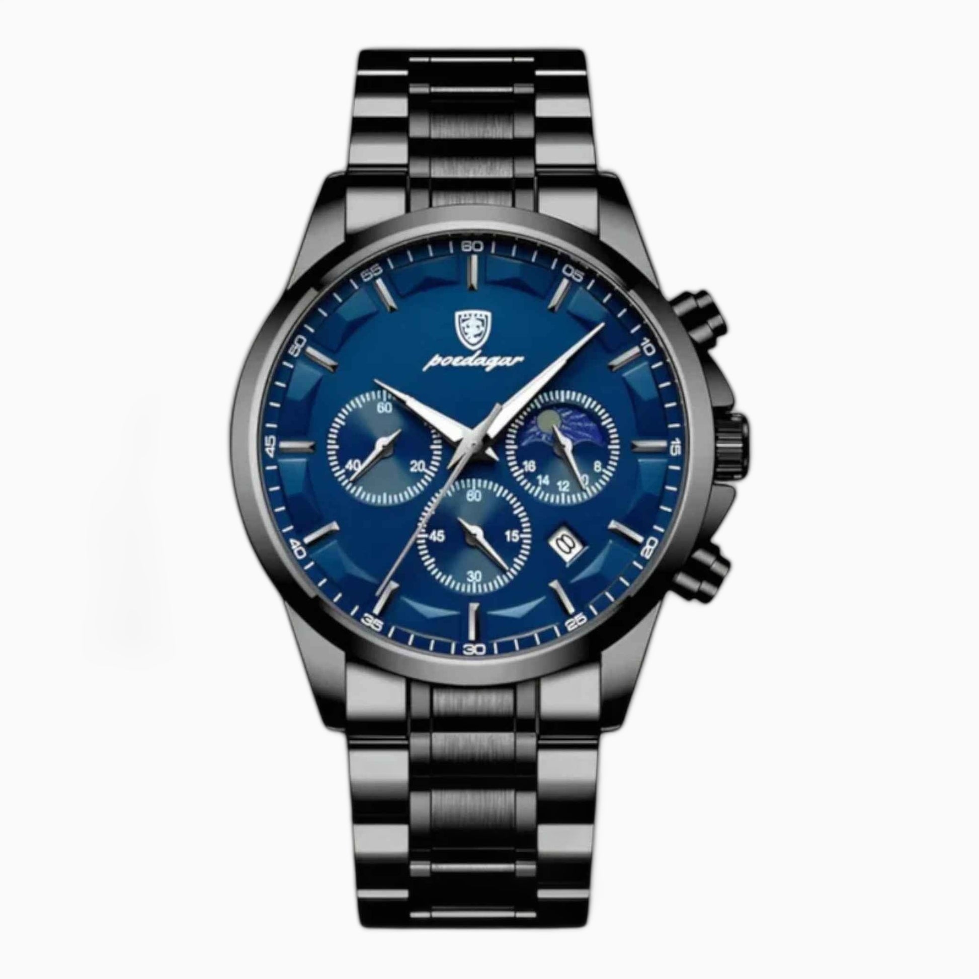 Montre Homme Luxe Quartz Noire, Bracelet Cuir Véritable Fin & Élégant - Qualité Premium