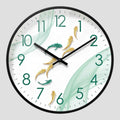 Horloge Murale Motif 9 Poissons Verre – Quartz Analogique Silencieux, Ø30 Cm