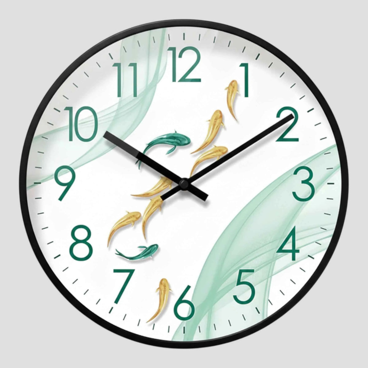 Horloges murales : Horloge Murale Motif 9 Poissons Verre - Quartz Analogique Silencieux, Ø30 Cm dans horloge murale 1 de Marche Lino