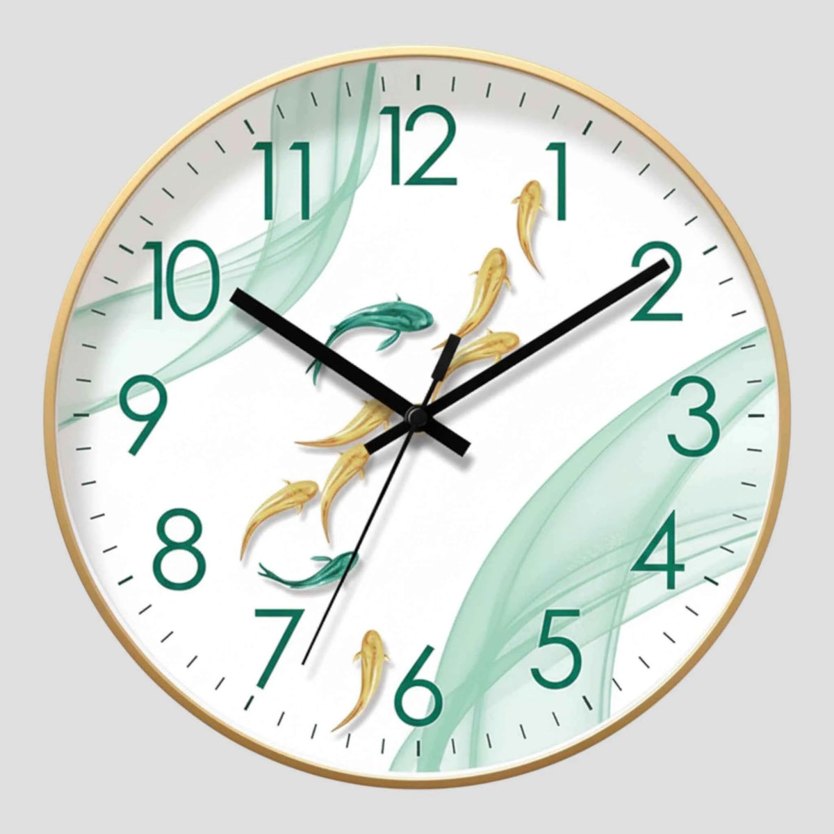 Horloges murales : Horloge Murale Motif 9 Poissons Verre - Quartz Analogique Silencieux, Ø30 Cm dans horloge murale 2 de Marche Lino