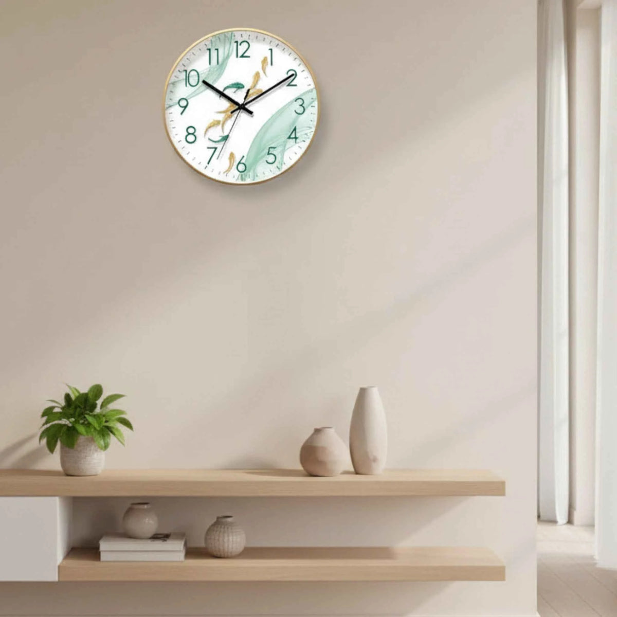 Horloges murales : Horloge Murale Motif 9 Poissons Verre - Quartz Analogique Silencieux, Ø30 Cm dans de Marche Lino