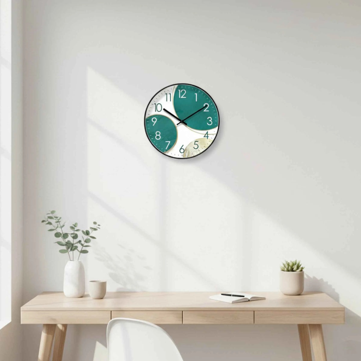Horloges murales : Horloge Murale Motif 9 Poissons Verre - Quartz Analogique Silencieux, Ø30 Cm dans de Marche Lino