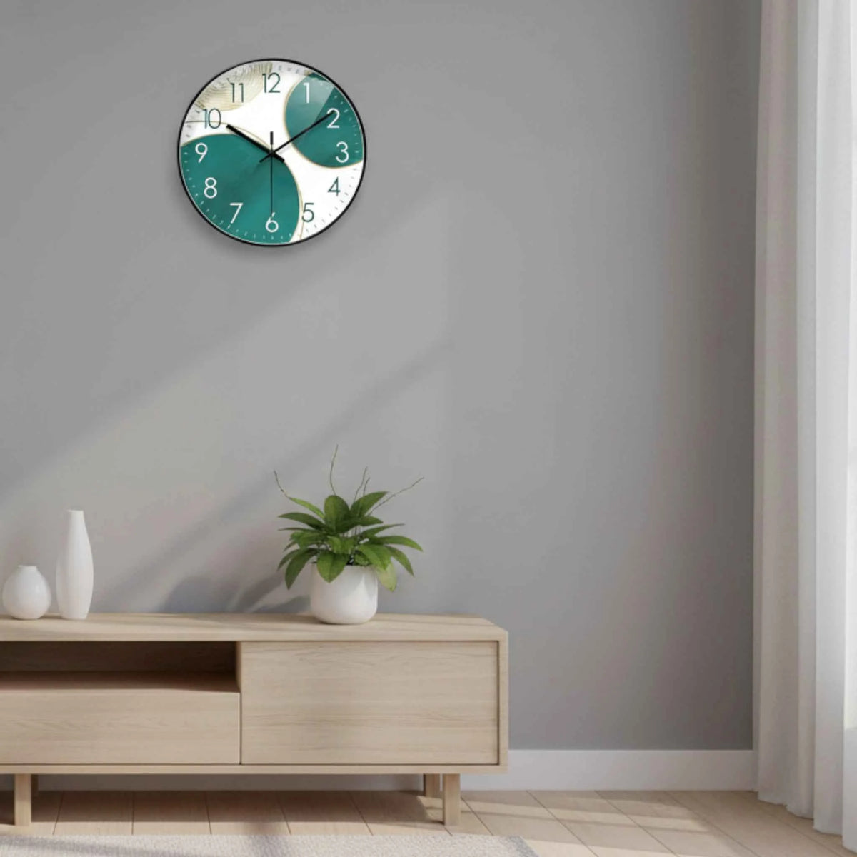 Horloges murales : Horloge Murale Motif 9 Poissons Verre - Quartz Analogique Silencieux, Ø30 Cm dans de Marche Lino