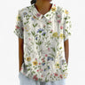 women's shirt : Chemise Florale Élégante pour Femme en Viscose - Motif Imprimé dans Blanc avec des fleurs de Marche Lino