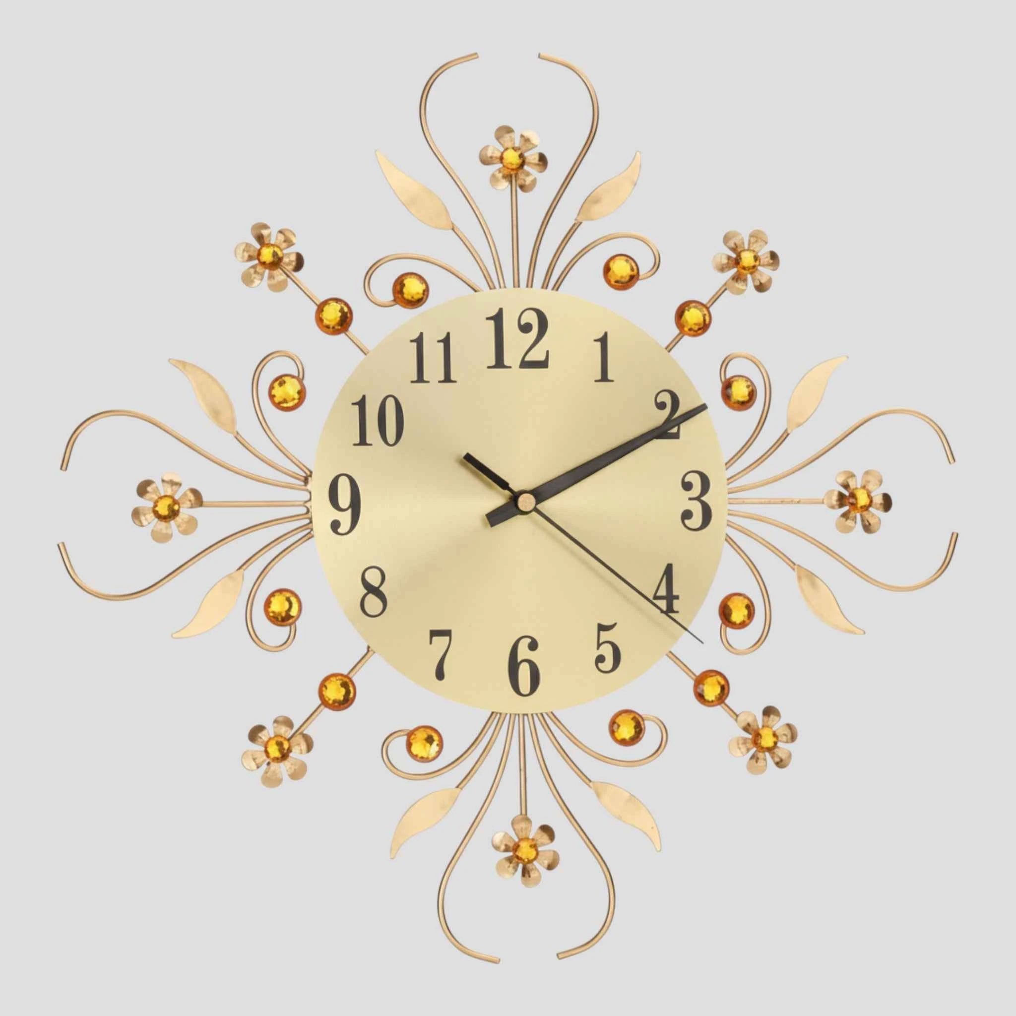 Horloges murales : Horloge Murale Silencieuse en Métal Accessoires Maison dans Doré de Marche Lino
