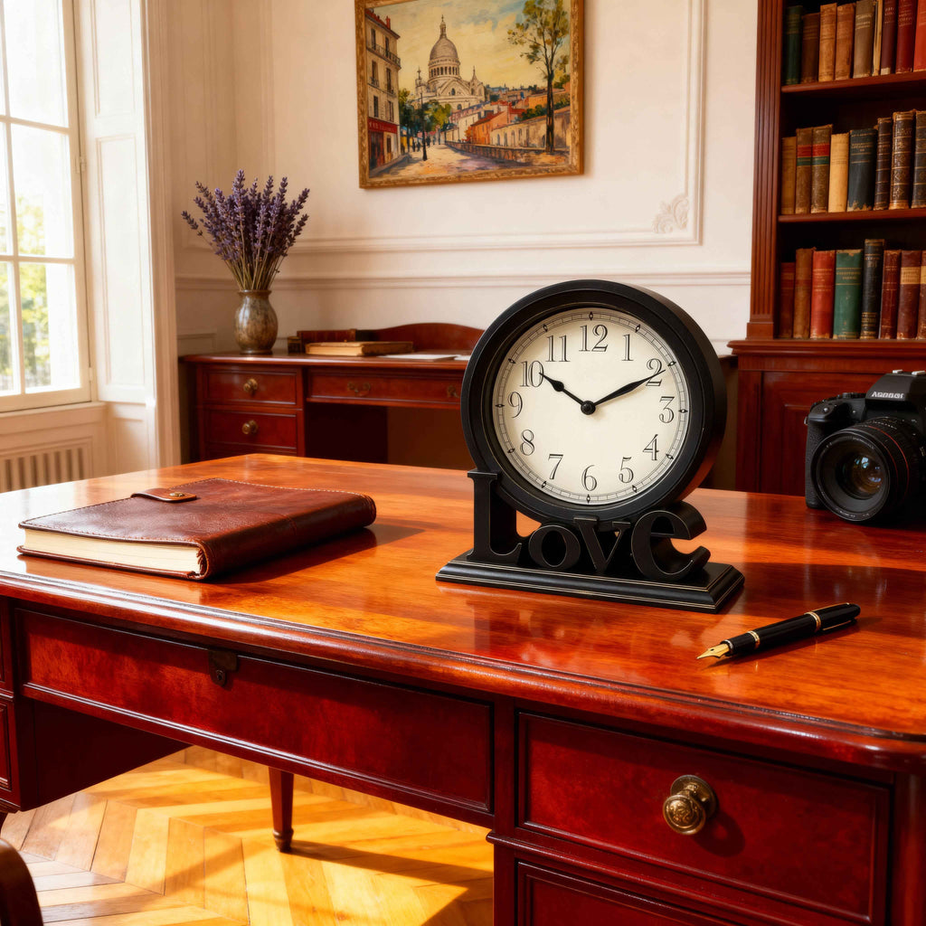 Horloge de Bureau Silencieuse – Style Vintage – 20,5 cm