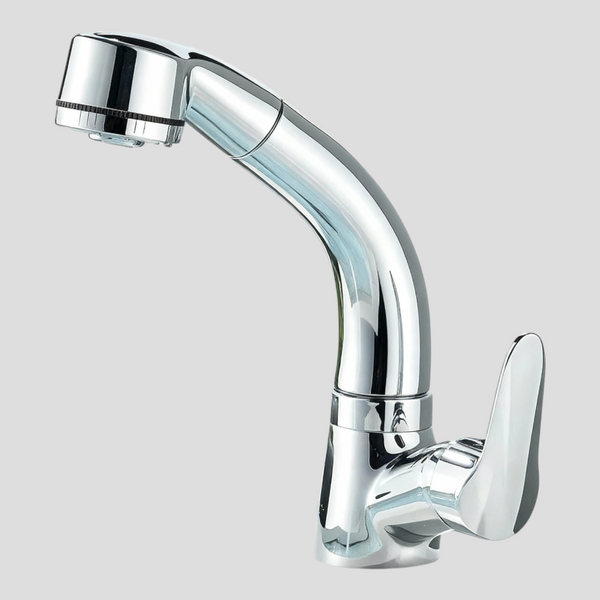 Robinet de salle de bain : Robinet de Salle de Bain Chromé avec Bec Orientable dans Chrome de Marche Lino