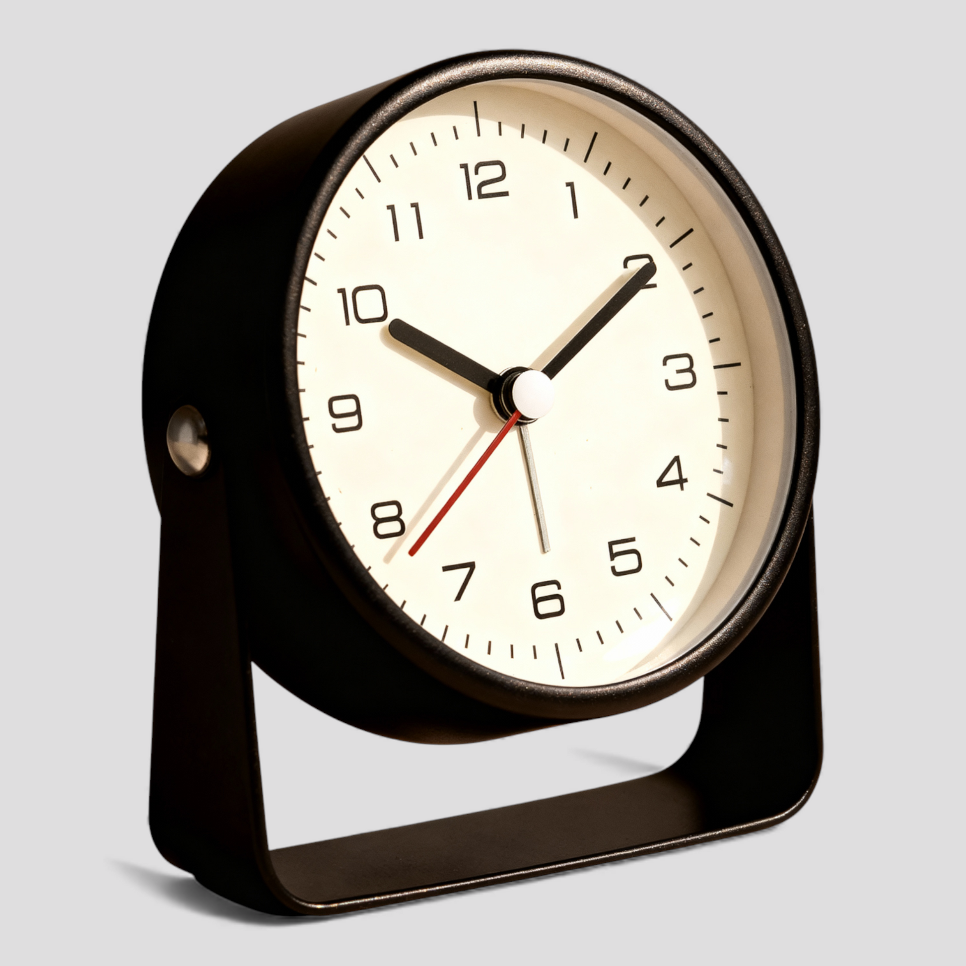 Réveil analogique silencieux vintage en lin noir – Style rétro pour chambre