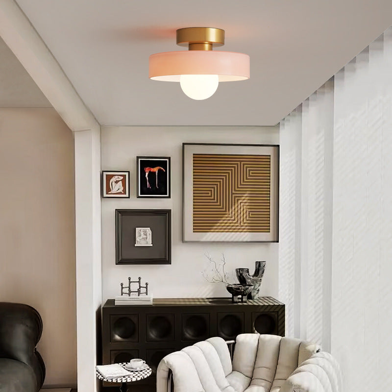 Plafonnier Bauhaus - Géométrique en laiton et verre d'inspiration française