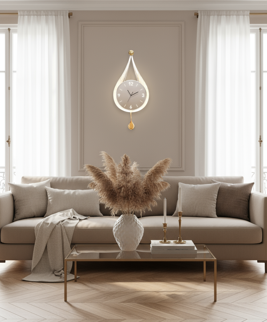 Horloge Murale Design Moderne pour Salon Verre