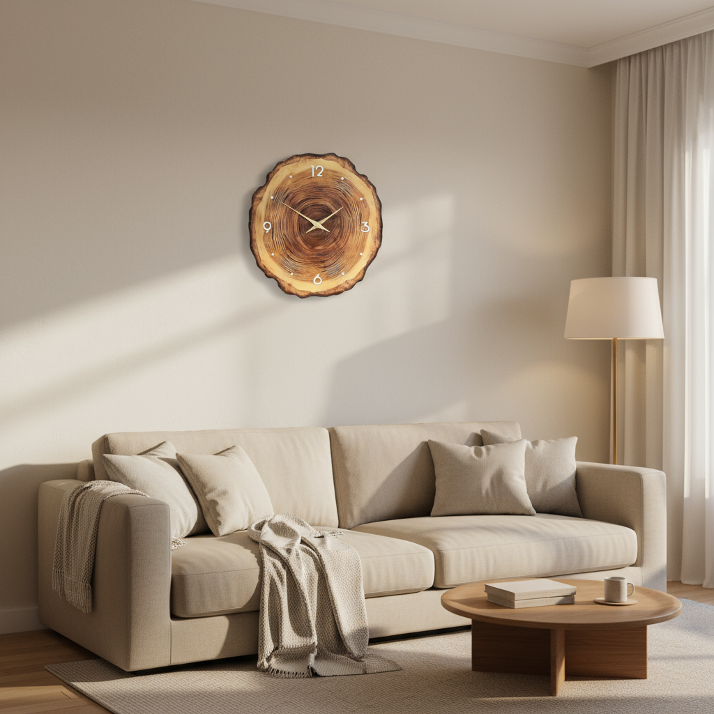 Horloge Murale en Bois Naturel