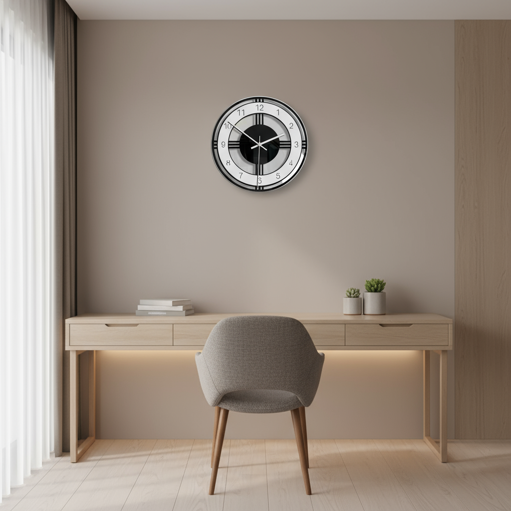 Horloge Murale Vintage Acrylique – Design Noir et Blanc