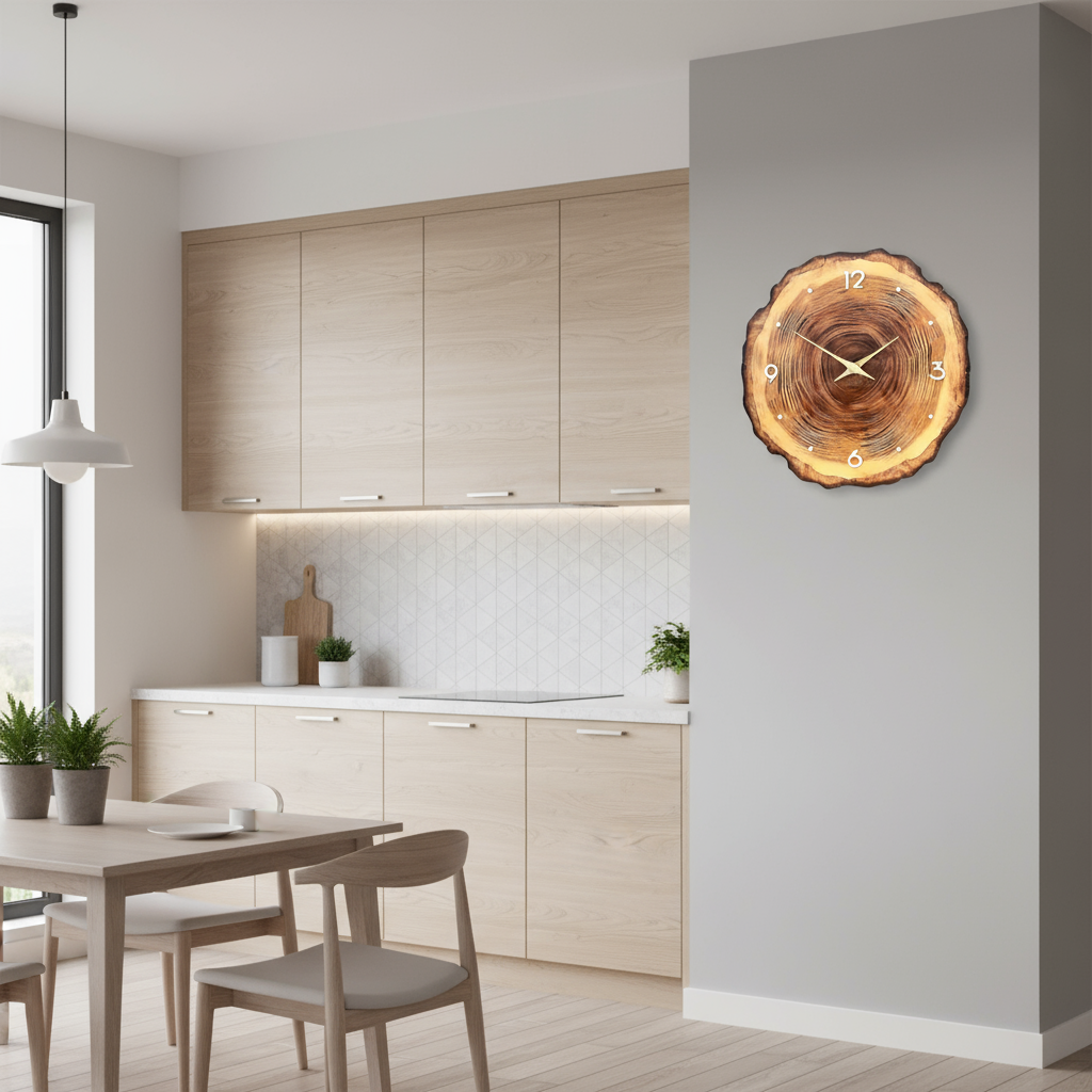 Horloge Murale en Bois Naturel