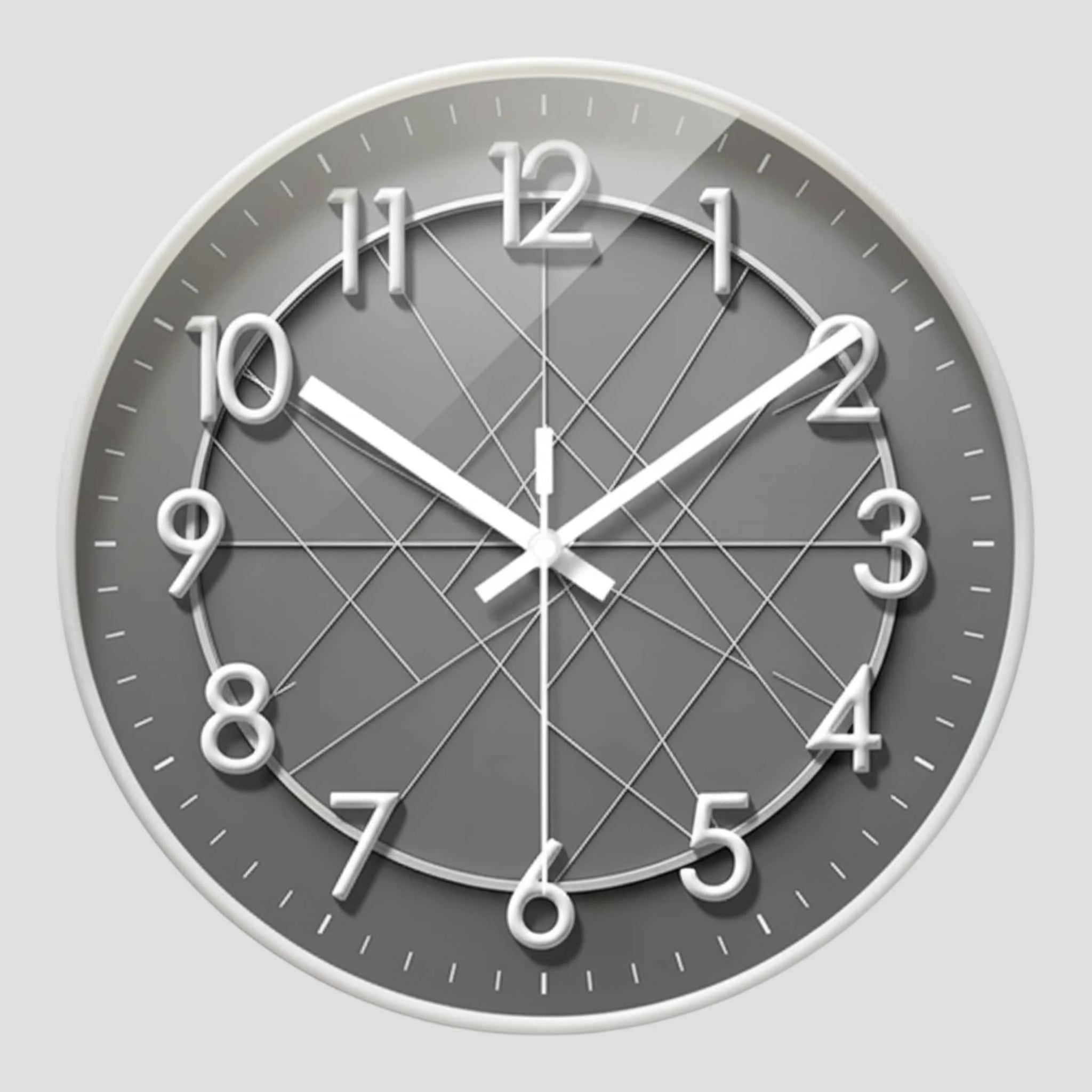 Horloges murales : Horloge Murale Géométrique avec Cadre Circulaire Verre dans Blanc de Marche Lino