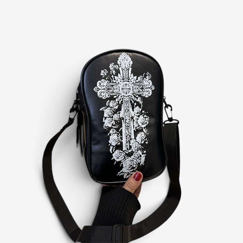 Gifts – Seasonal – Halloween : Sac à bandoulière Halloween femme - Design citrouille compact dans Noir avec croix Standard de Pantinoshop