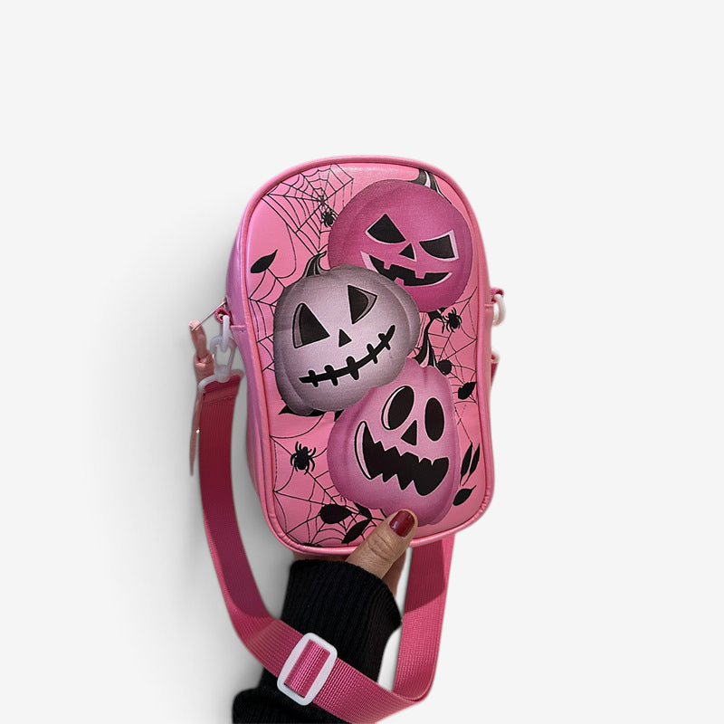 Gifts – Seasonal – Halloween : Sac à bandoulière Halloween femme - Design citrouille compact dans Rose Standard de Pantinoshop