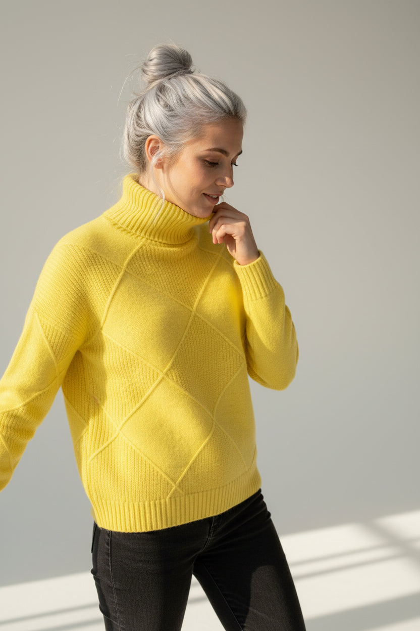 Pulls pour femmes : Pull Femme Col Roulé Confortable Garde-Robe Féminine dans de Marche Lino