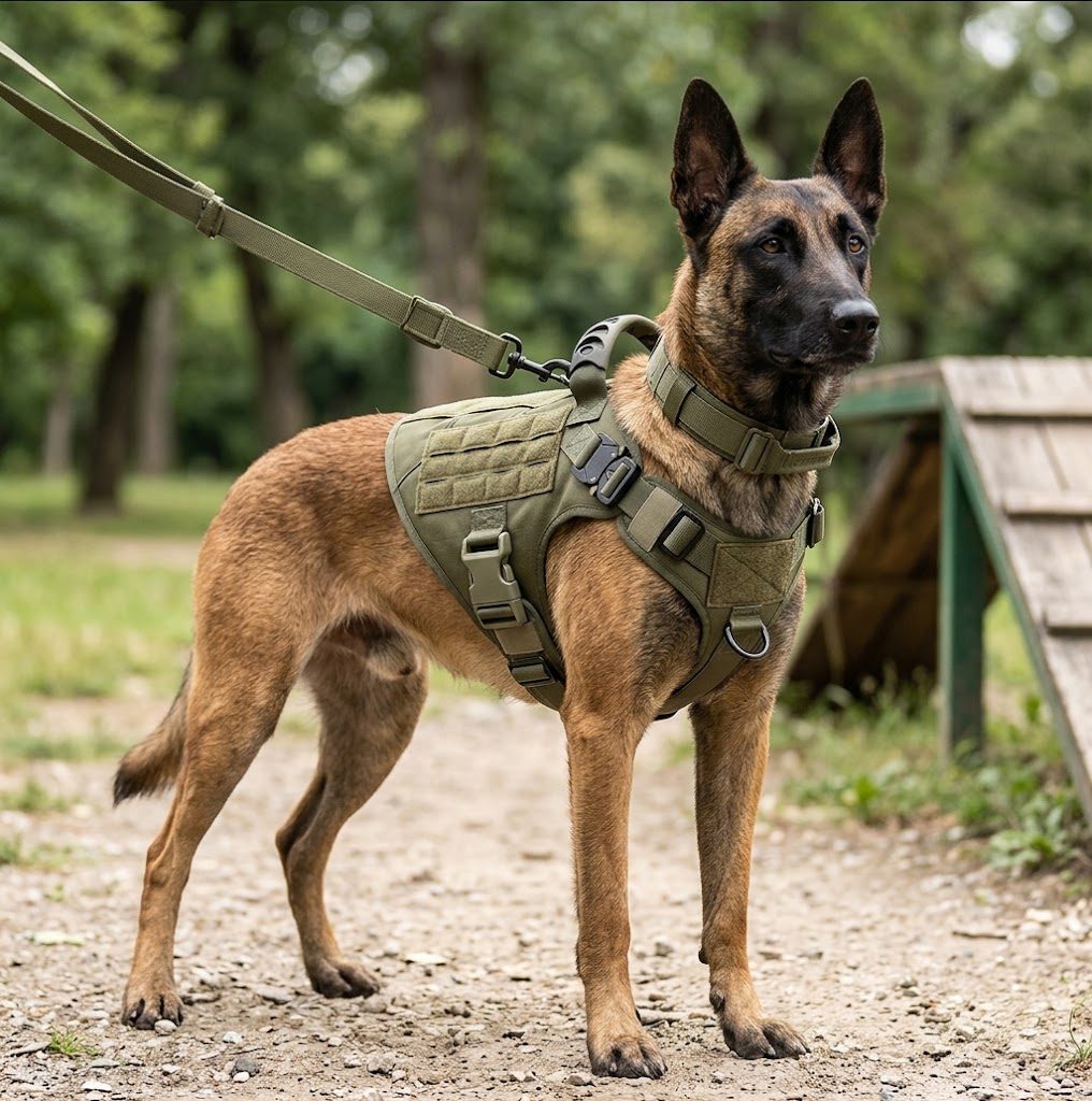 Pets & Supplies : Harnais Tactique Militaire Noir en Nylon Rembourré pour Grands Chiens avec Poignée Robuste dans de Marche Lino