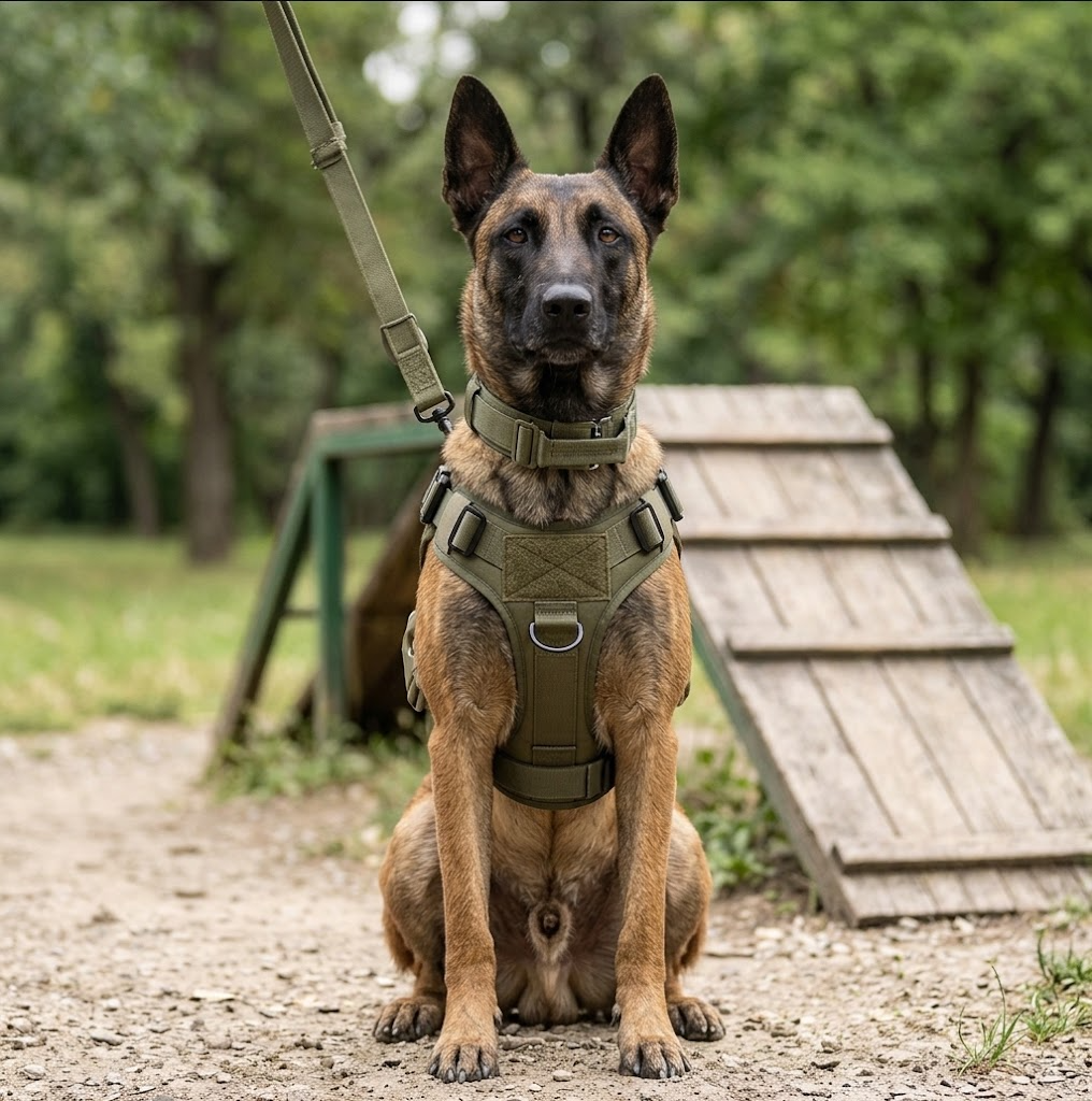 Pets & Supplies : Harnais Tactique Militaire Noir en Nylon Rembourré pour Grands Chiens avec Poignée Robuste dans de Marche Lino