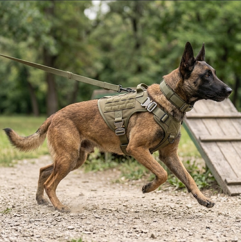 Pets & Supplies : Harnais Tactique Militaire Noir en Nylon Rembourré pour Grands Chiens avec Poignée Robuste dans de Marche Lino