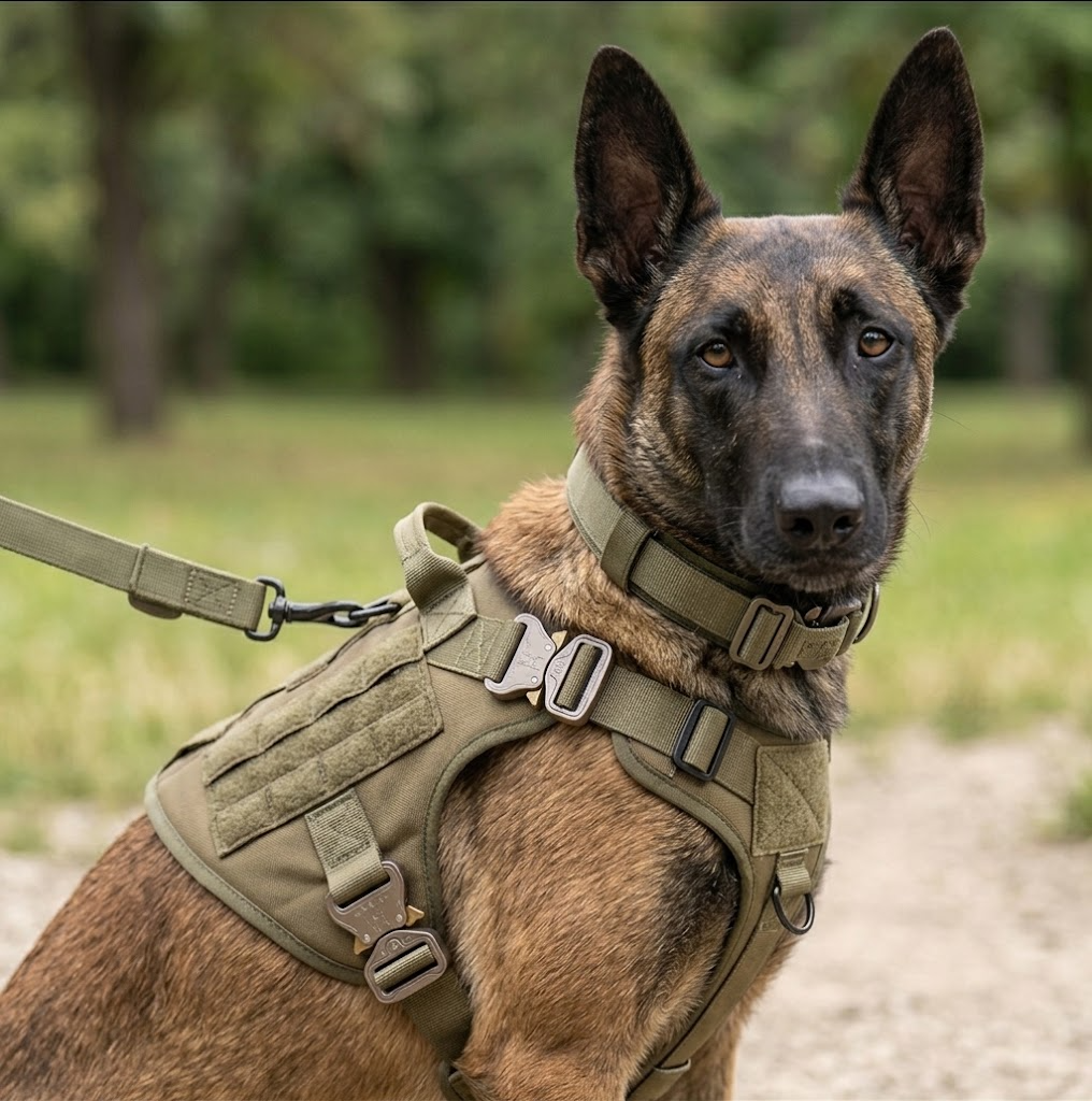 Pets & Supplies : Harnais Tactique Militaire Noir en Nylon Rembourré pour Grands Chiens avec Poignée Robuste dans de Marche Lino