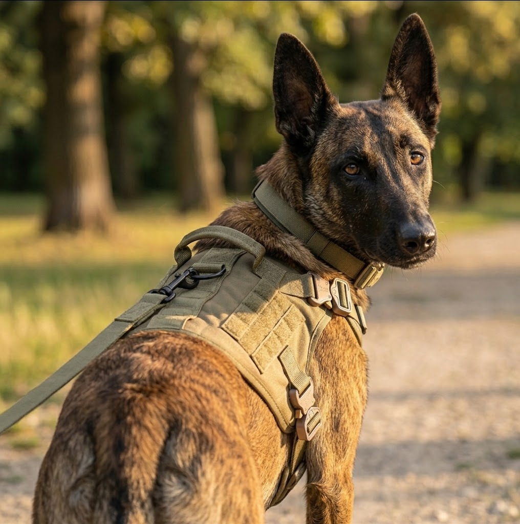 Pets & Supplies : Harnais Tactique Militaire Noir en Nylon Rembourré pour Grands Chiens avec Poignée Robuste dans de Marche Lino