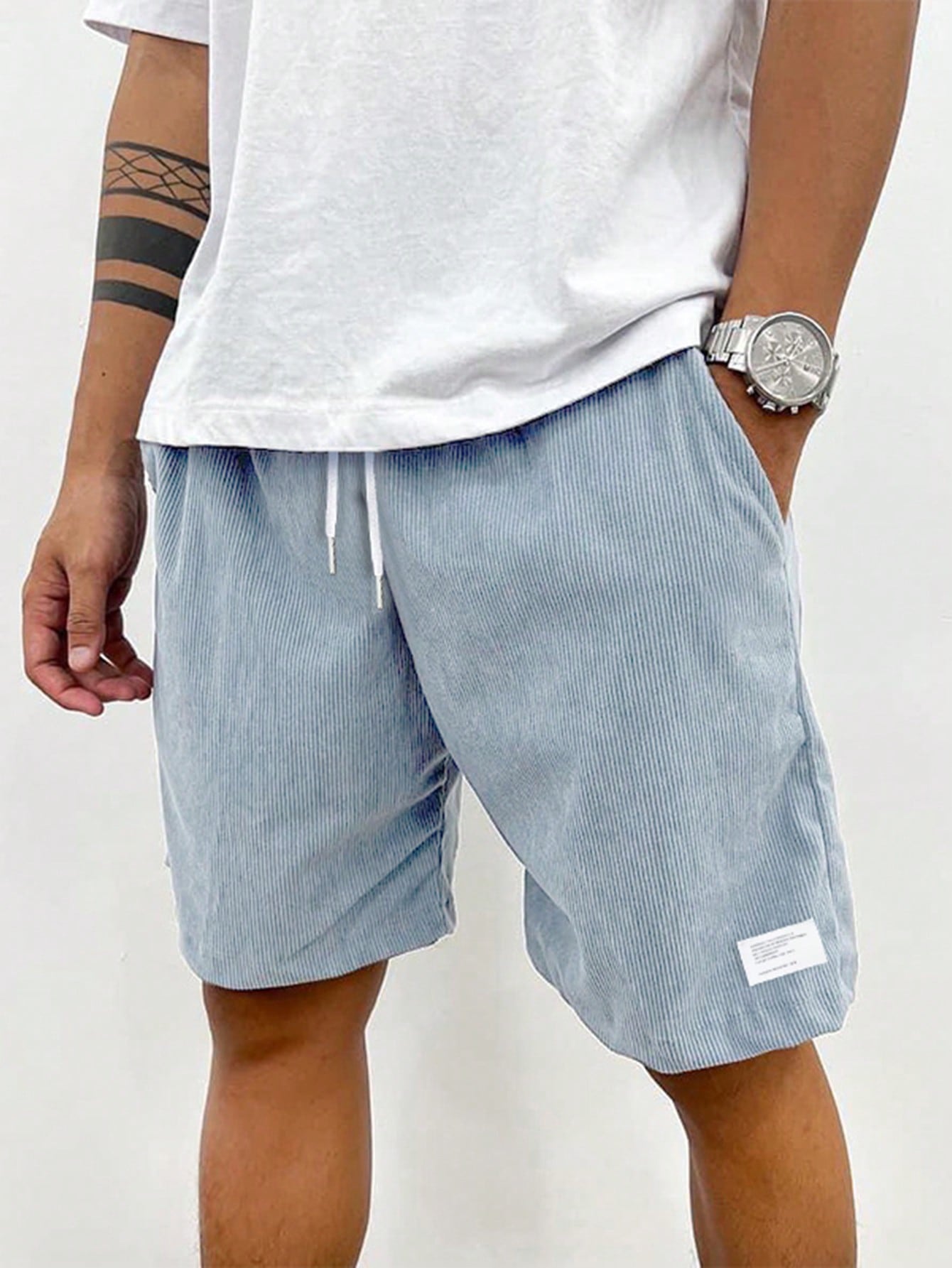 male shorts : Heren Shorts met Elastische Taille en Koordjes, Relaxed Fit dans de Laarhout Mode