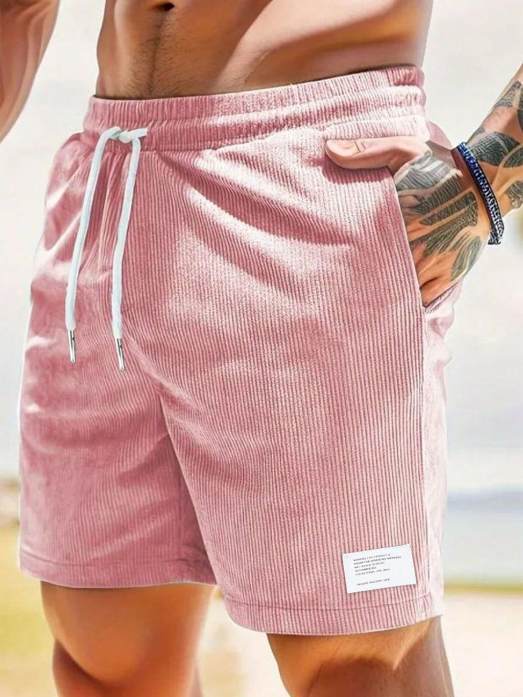 male shorts : Heren Shorts met Elastische Taille en Koordjes, Relaxed Fit dans de Laarhout Mode