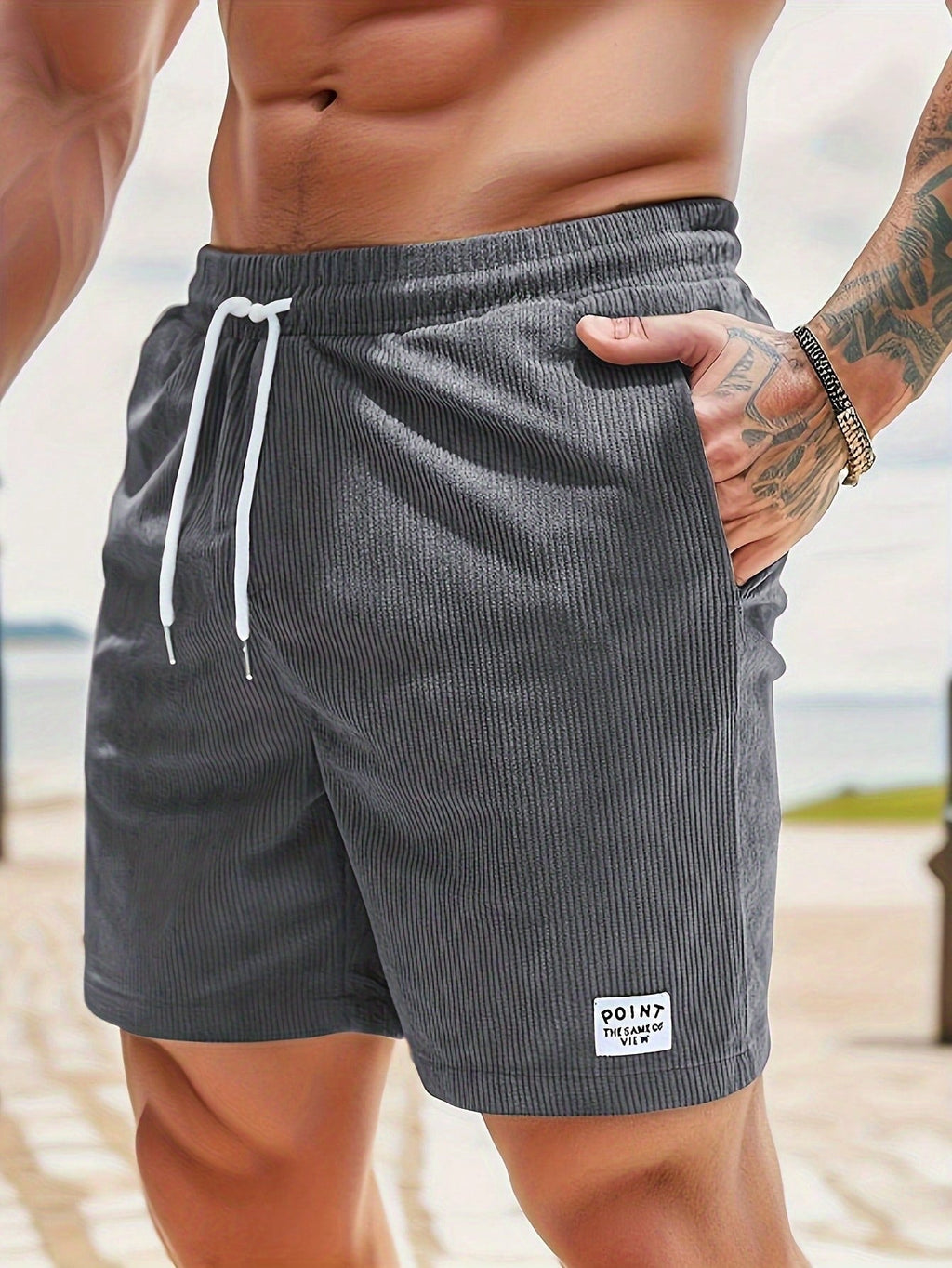 male shorts : Heren Shorts met Elastische Taille en Koordjes, Relaxed Fit dans de Laarhout Mode