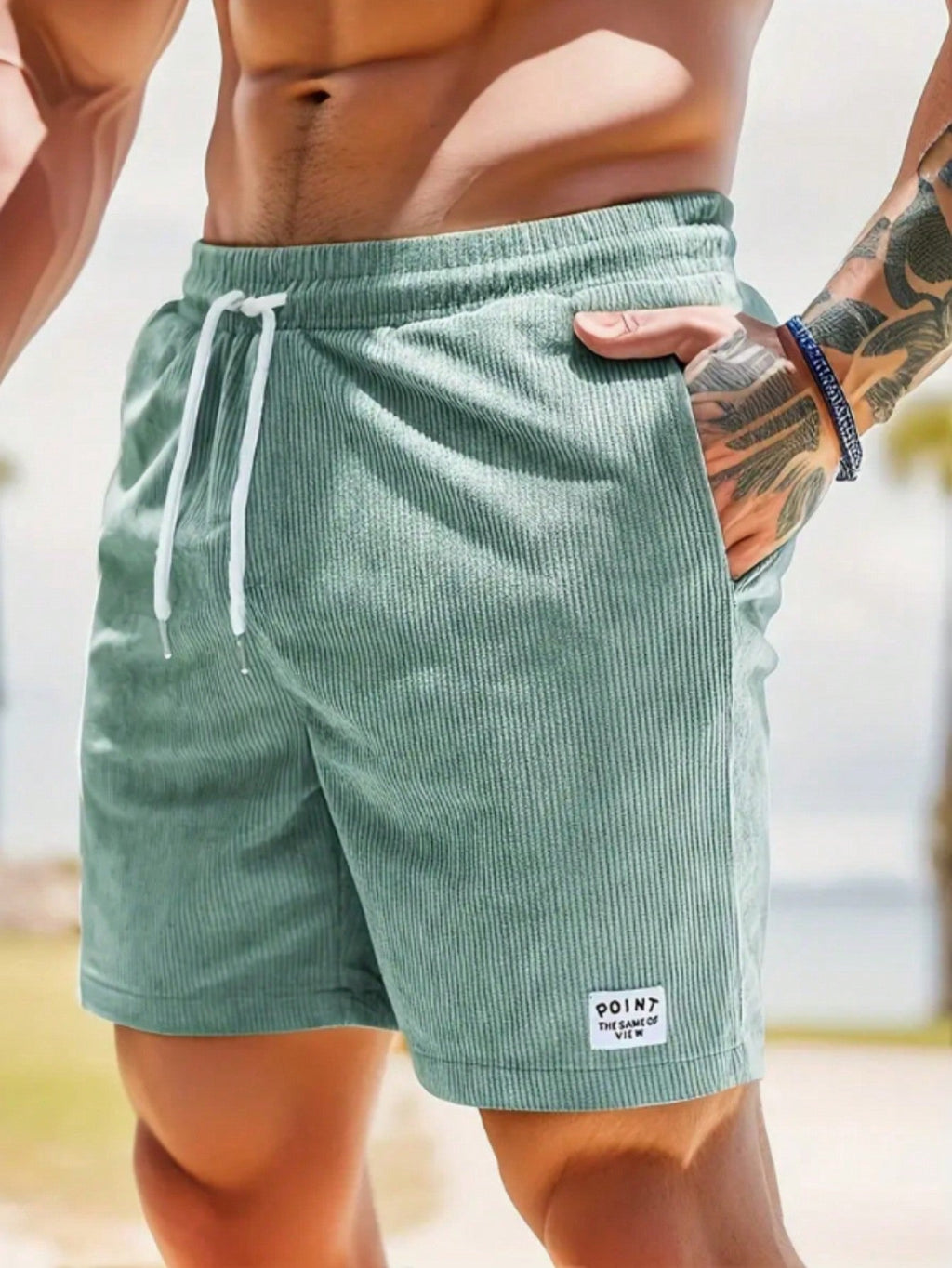 male shorts : Heren Shorts met Elastische Taille en Koordjes, Relaxed Fit dans de Laarhout Mode