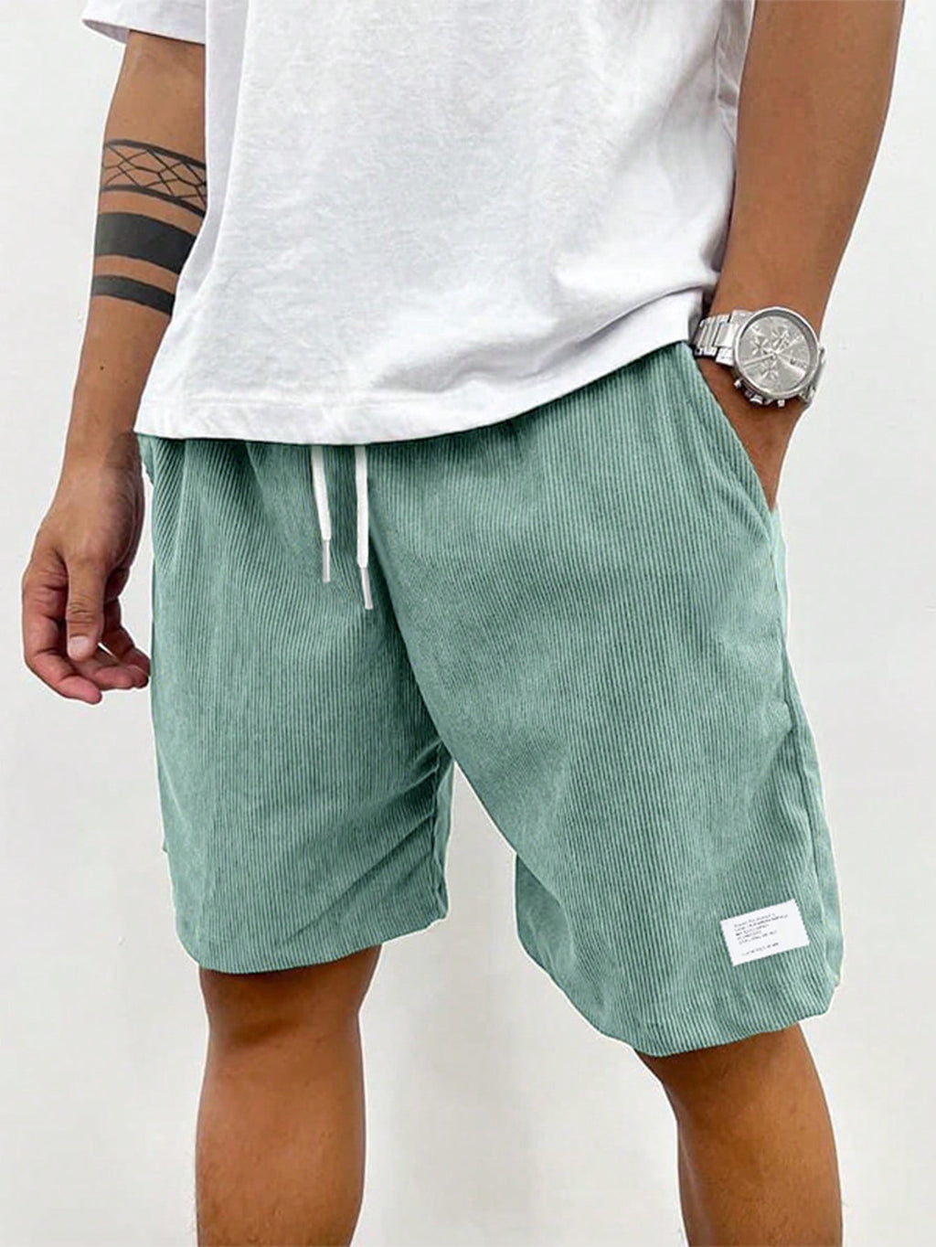 male shorts : Heren Shorts met Elastische Taille en Koordjes, Relaxed Fit dans de Laarhout Mode