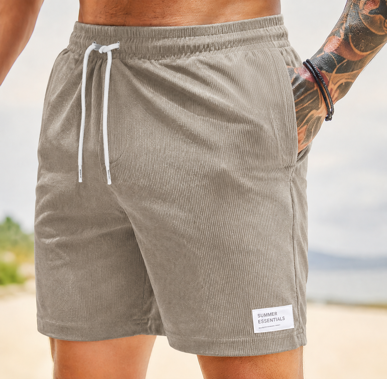 male shorts : Heren Shorts met Elastische Taille en Koordjes, Relaxed Fit dans Roze de Laarhout Mode