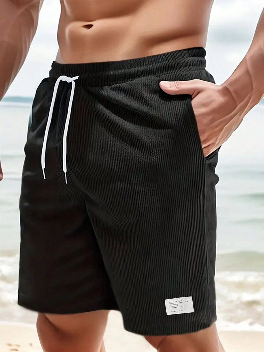 male shorts : Heren Shorts met Elastische Taille en Koordjes, Relaxed Fit dans de Laarhout Mode