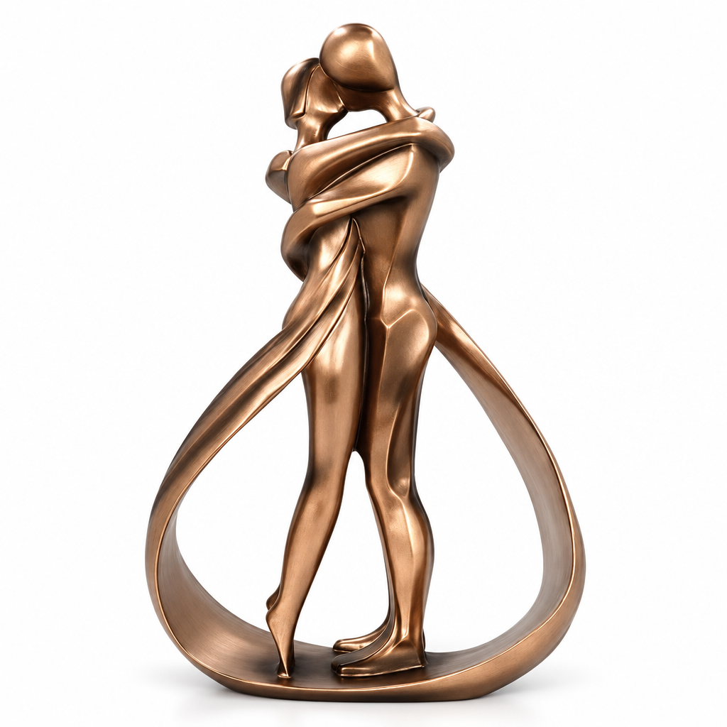 Huis en tuin > Decoratie > Kunst > Beelden, sculpturen en standbeelden : Sculpture Couple Enlacé - Statue Décorative en Résine Ton Bronze dans de Roselva