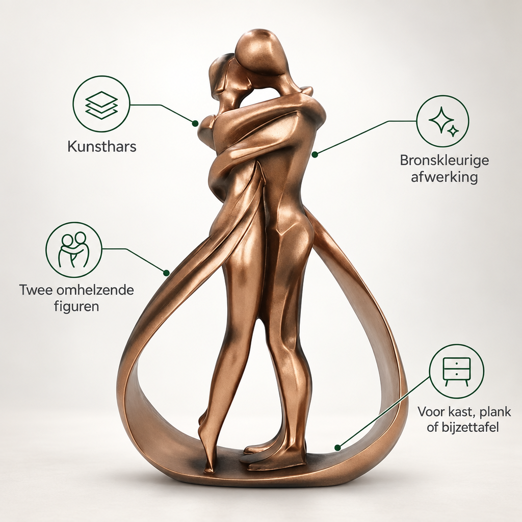 Huis en tuin > Decoratie > Kunst > Beelden, sculpturen en standbeelden : Sculpture Couple Enlacé - Statue Décorative en Résine Ton Bronze dans de Roselva