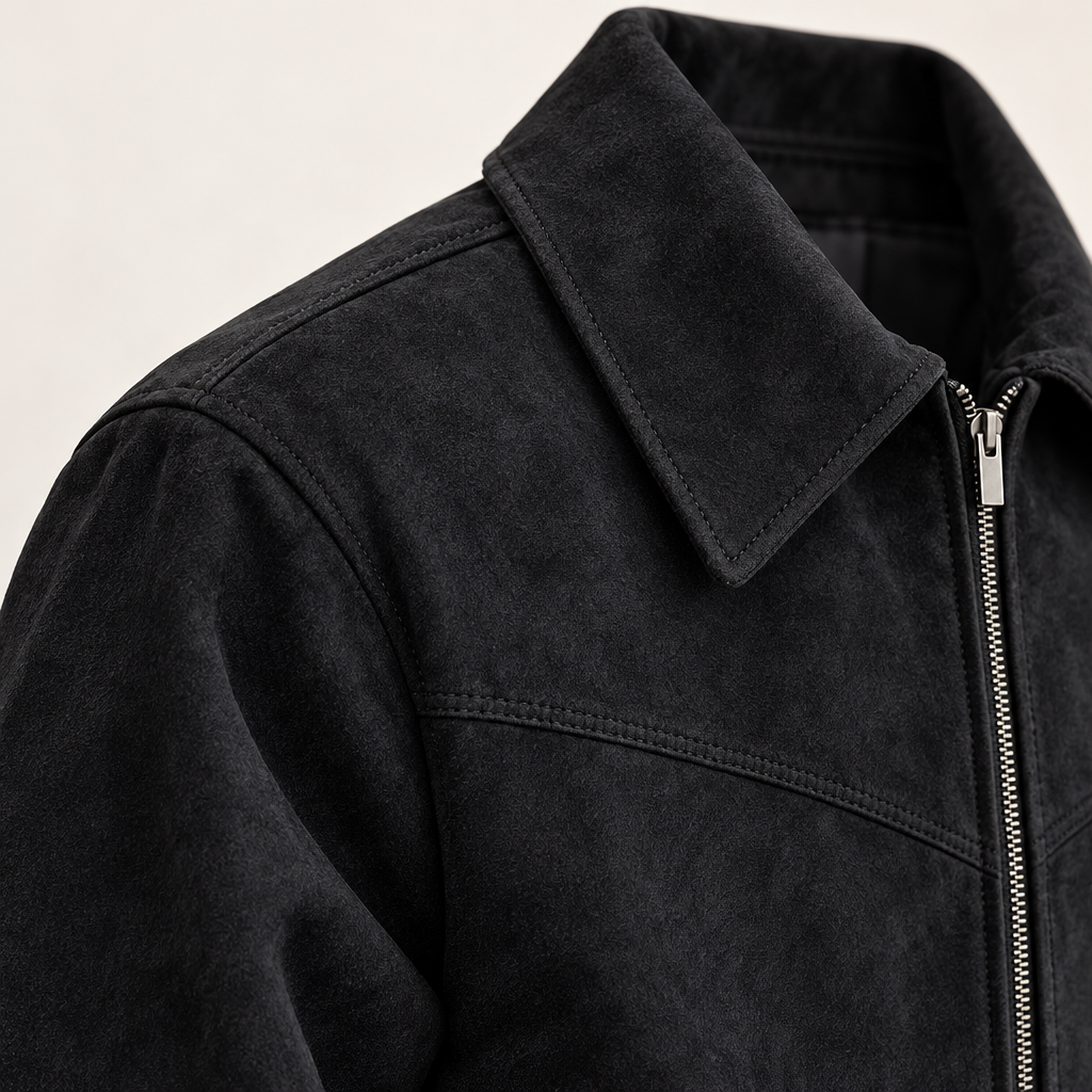 Jackets : Veste Courte Homme Effet Suède avec Col Rabattu dans de Roselva