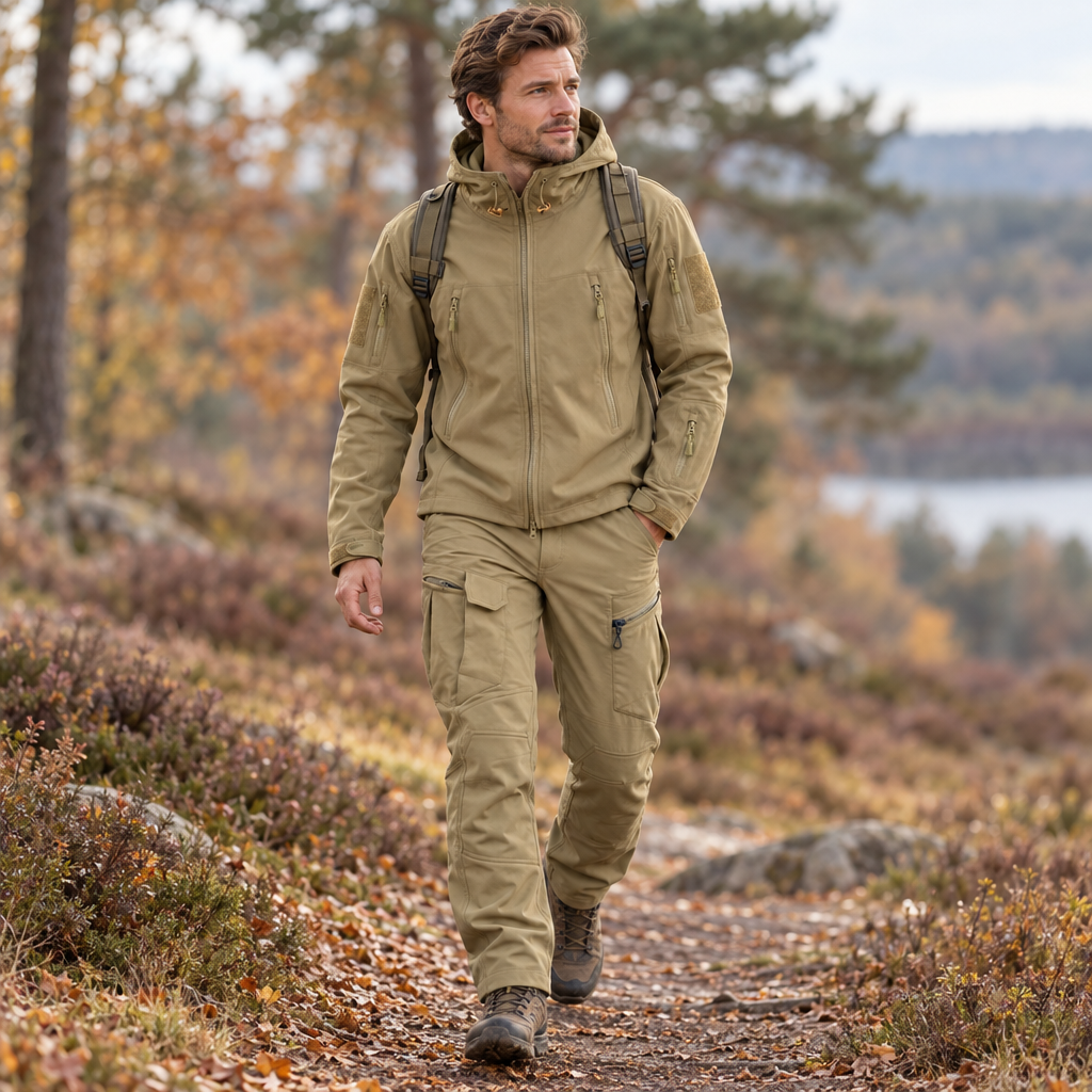 Kleding en accessoires > Kleding > Kledingsets : Ensemble Outdoor Homme - Veste d'Hiver Matelassée avec Capuche et Pantalon Cargo dans de Roselva