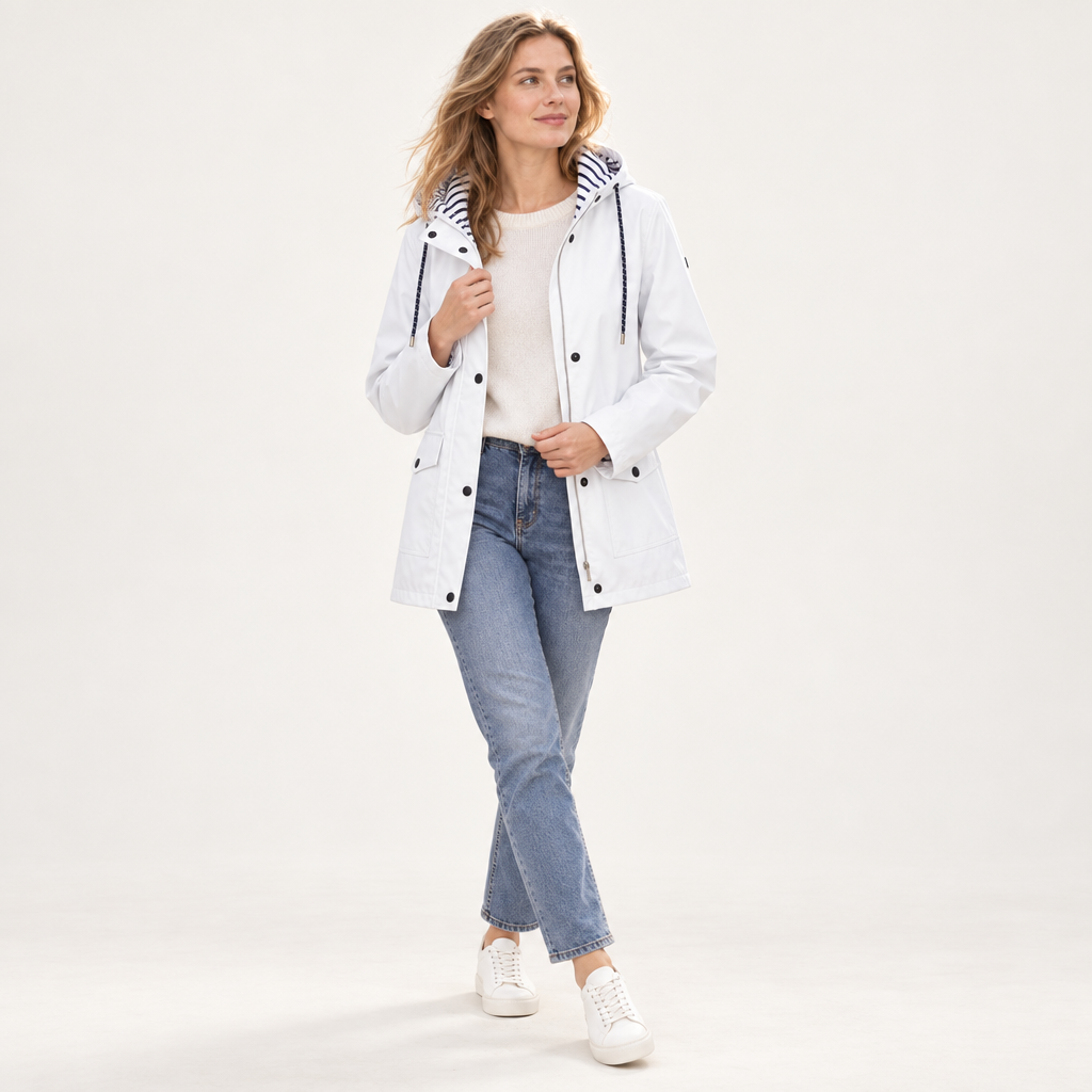 Jackets : Veste Légère à Capuche Femme avec Doublure Rayée dans de Roselva
