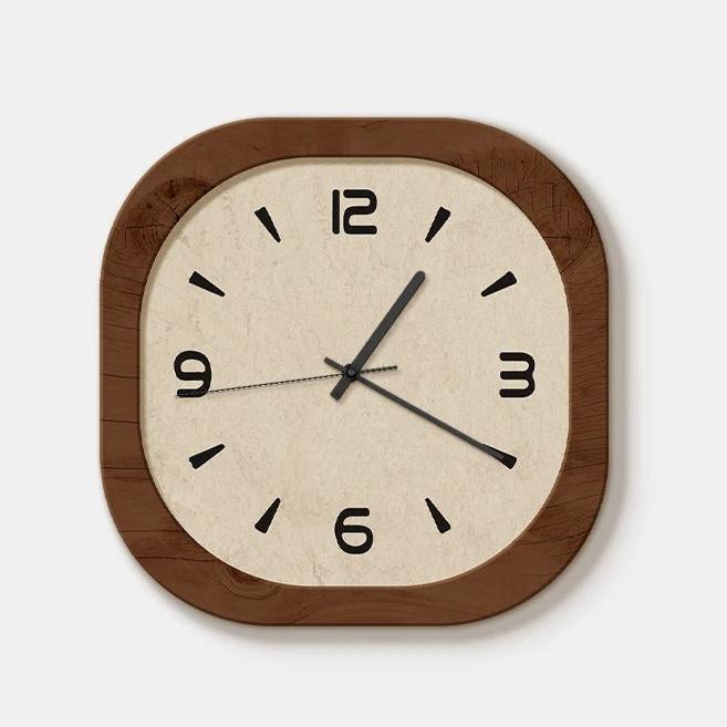 Wall Clocks : Horloge Murale Carrée Bois – Design Vintage Best-Seller dans 30cm de Marche Lino