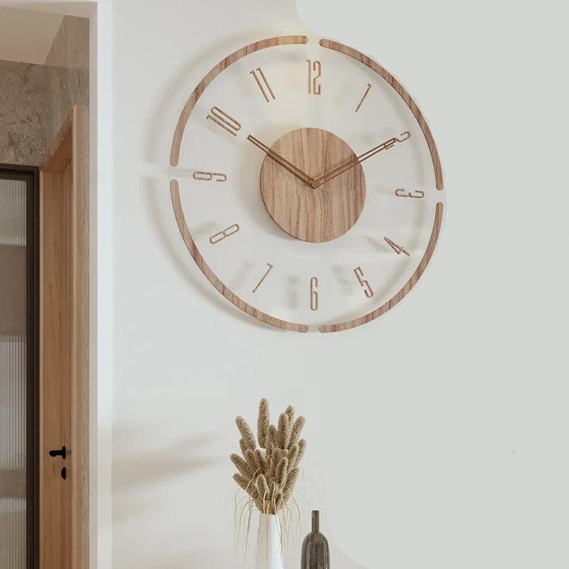 Wall Clocks : Horloge Murale Bois Minimal – Design Épuré Best-Seller dans Style 4 35cm de Marche Lino