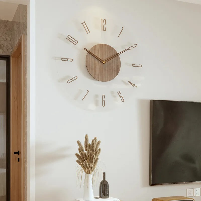Wall Clocks : Horloge Murale Bois Minimal – Design Épuré Best-Seller dans Style 5 35cm de Marche Lino